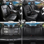 Car Seat Covers Full Set Custom Fit for Mercury Grand Marquis 1995-2011-Luxury Leather with Lumbar Support, Breathable, Waterproof, Anti-Slip, Durable, Easy to Install (Black&White,Full Set)