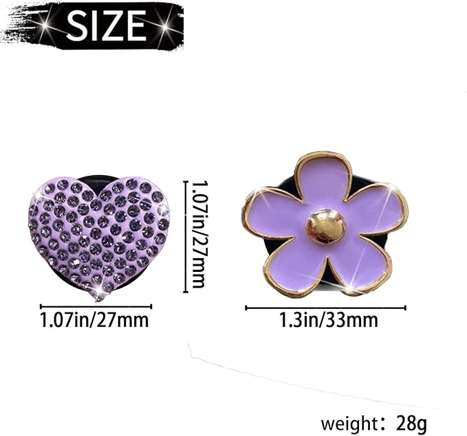 4PCS Car Air Vent Clips with Fragrance Pads, Cute Flower Car Air Fresheners Vents Clips Diamond Vent Clip Auto Interior Decor Charm Bling Auto Accessories Decoration for Women (Purple)