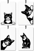 Funny Black Cat Car Air Freshener 4 Pcs, Cute Black Cat Gifts Air Freshener Hanging for Cars Books Closet Drawer, Pet Lover Gifts Car Accessories for Women Men