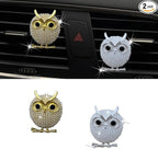 2PCS Bling Flamingo Car Dashboard Air Vent Trim Clips, Crystal Rhinestone Animal Car Air Fresheners Outlet Clip, Cute Automotive Interior Diffuser Decoration Accessories for Women (Owl)