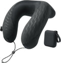 BENEUNDER Travel Neck Pillow for Airplane, Inflatable Compact 360°Head Support Pillow, Comfortable Breathable Cover for Travel, Train,Car with Storage Bag, Black