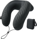 BENEUNDER Travel Neck Pillow for Airplane, Inflatable Compact 360°Head Support Pillow, Comfortable Breathable Cover for Travel, Train,Car with Storage Bag, Black