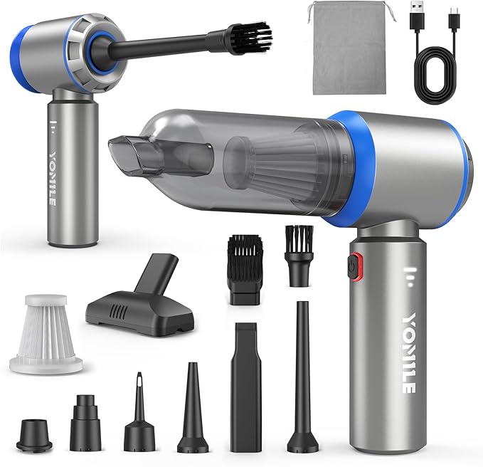Mini Vacuum Cleaner, 2 in 1 27000PA Brushless Car Vacuum Air Duster 9000mAh Battery Air Blower Wireless Handheld Vacuum for Car,Office and Home