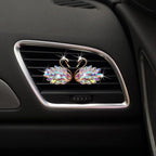 Katutude 2 Pcs Crystal Swan Car Air Vent Clips with Fragrance Tablets, Car Diffuser Air Freshener Vent Clips Air Conditioner Outlet Clip Charm Bling Car Interior Decoration, Colorful