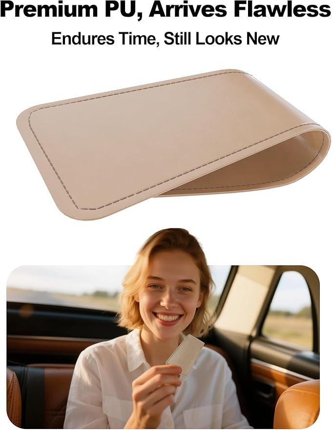 Patented Car Air Freshener Visor Clip, Compatible with Drift Air Freshener, Premium Leather, Gentle on Sun Visors, Ideal for Modern & Electric Vehicles, Khaki (Clip Only)