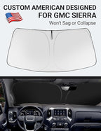 Proadsy 2026 Upgrade Windshield Sun Shade Custom Fit GMC Sierra 2019-2026 4-Layer Foldable Front Sunshade Protector Sun Visor Blocks UV Rays Keep Car Cooler Accessories