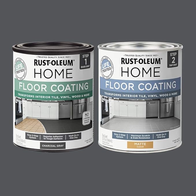 Rust-Oleum 367596 Home Interior Floor Coating Kit, Matte Charcoal Gray