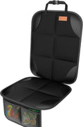 SMART ELF Car Seat Protector [1 Pack] Large Auto Protector for Child Seats with Thickest Padding and Non-Slip Backing Mesh Pockets for SUV, Sedan, Truck, Leather and Fabric - Black