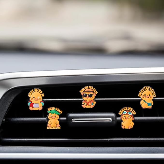 Duck Car Air Fresheners Vent Clips, Funny Cartoon Light Up Duck Air Freshener Car Accessories, Refillable Ducks Cars Fresheners for Women, Cute Ducks Gifts & Dashboard Decor