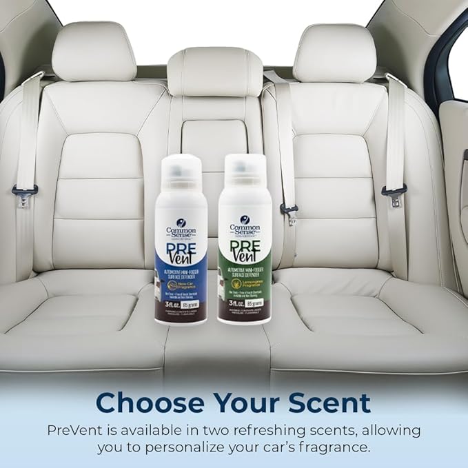 PreVent Car Fogger Deodorizing Air Refresher by Smart Common Sense, Long-Lasting Odor Control Spray for Vehicles, Lemongrass Fragrance, 3 fl. Oz 5-Pack