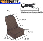 Dog Car Front Seat Cover with Side Flaps, Waterproof & Scratch Proof Car Seat Protector for Dog, Nonslip Pet Car Seat Pad with Safety Belt, Fit for Most Cars SUVs Trucks Jeeps (Coffee)