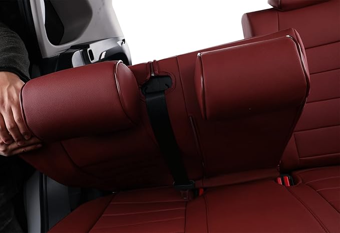 EKR Rav4 Seat Covers Custom Fit for Toyota Rav4(Gasoline) 2019 2020 2021 2022 2023 2024 2025 LE/XLE/XLE Premium/Limited,Leather Car Seat Cover Full Set for SUV,Faux Leather(Burgundy)