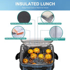 iknoe Insulated Lunch Bag, Foldable 8.5L Cooler Bag for Men & Women, Leakproof Thermal Design, Great for Office, Picnic, Travel, Lunch Box, Blue