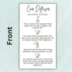 Car Diffuser Instruction Cards | 2" x 3.5" inch Business Card Size | Car Hanging Accessories Oil Bottles Instruction Card