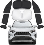 Car Window Shades for Toyota RAV4 2019-2025 Accessories - Full Set 8PCS Side Window Sunshades with Memory Frame & Blackout Fabric, Privacy UV Shield for Camping/Travel