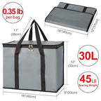 CIVJET 1-Pack Insulated Reusable Grocery Bags, X-Large Insulated Food Delivery Bag for Doordash/Catering/Uber Eats, Commercial Food Warmer for Shopping, Tote Cooler Bags, Dark Grey