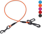 VIVAGLORY Dog Seat Belt Tuffbelt Dog Car Harness, Seatbelt with Clip & Hook for Car Travel, Chew Proof Anti Chew Unchewable Metal Safety Tether Restraint, M, Orange