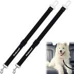 2 PCS Dog Seat Belt for Car Frskcssd Adjustable Dog Car Harness Heavy Duty Nylon Dogs Safety Seat Belt (Black)