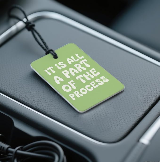 Green Aesthetic Car Air Fresheners - Inspirational Quotes & Floral Designs, Natural Non Toxic Air Freshener, 4 - Pack Ideal Decor & Gift for Positivity Seekers, for Car, Closet & Home