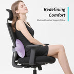 Mixtrend Travel Lumbar Pillow Inflatable Lumbar Support Pillow with Memory Foam, Back Support Pillow for Airplane Long Flight, Essential Travel Support Pillow for Women Men Kids（Lavender）