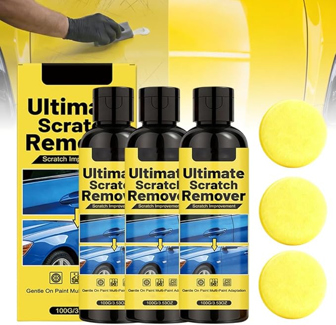Car Scratch Removal Wax, 2026 New Scratch Remover for Vehicles, Car Paint Scratch Repair Kit for Deep Scratches, Universal Polishing Compound with Sponge (3pcs)