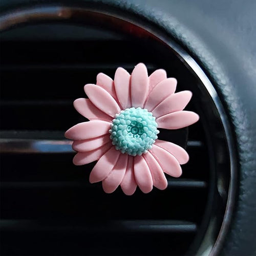 2 Pieces Daisy Flower Air Vent Clip Cute Car Air Freshener Clip Boho Car Air Outlet Decorations Charm Car Inter Decor Accessories for Girls Women
