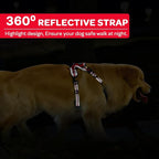 FURRYFECTION Plaid Dog Harness for Medium Dogs, Reflective No Pull Adjustable Pet Vest with Front Clip, Leash, Easy Control Handle and Seat Belt, Red, M
