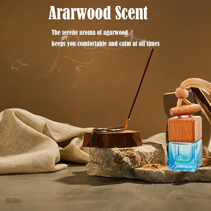 Car Air Freshener 8ml Nature Scents | 45-Days Long-Lasting Fragrance | Automotive Hanging Diffuser Bottles | Remove Auto Odor Fresh Air for Men Home Deodorizer (1pcs, Agarwood)