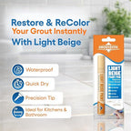 Grout Paint Pen Light Beige — Grout Colorant & Sealer Marker, Restores & Repairs Grout Lines, Quick-Dry, Bathroom Kitchen Shower Floor Tiles | Groutastic
