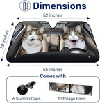 GENANY Naughty Cat Windshield Sun Shade for Car SUV Truck (55x30 inches), Sun Shade Windshield, Shades for Front Windows, Protector Blocks UV, Spring Car Decor