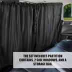 3PCS Car Window Shades Kit, Magnetic Light Blocking UV Protection Privacy Divider Curtains & Side Window Covers, Double Layer Automotive Sunshades Curtains, Universal for Vehicles