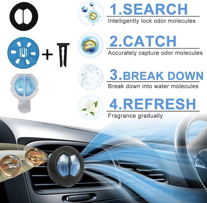 Car Air Fresheners Vent Clips 6 ct, Winter Scent, Long Lasting Up to 180 Days, Car Odor Eliminator