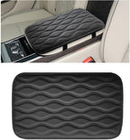 Car Center Console Cushion Pad, 12.48×7.40 Inches Waterproof Car Armrest Seat Box Cover, Comfortable PU Leather Vehicle Armrest Cover Protector, Car Decor Interior Accessories (Black)