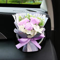 Mini Car Vent Clip Air Freshener, Aesthetic Floral Soap Rose Bouquet Diffuser Decor, Reusable Essential Oil Aroma Pad, Cute Car Accessories Gift for Women (Style D)