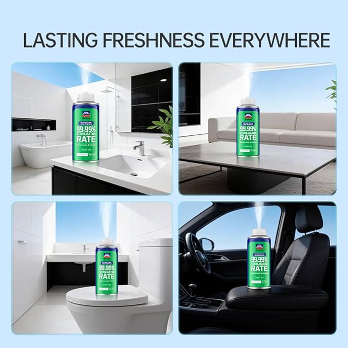 GLODWAY Car Air Freshener Spray,Green Tea Scent, 6 OZ Odor Eliminator,4 Pack, for Cars, Trucks, RVs, Home
