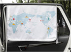 Magnetic Car Sun Shade Curtain for Side Window – Sun Blocker and UV Protector for Baby, Kids, and Pets – Universal Fit with Built-in Magnets for Steel-Framed Door (Be-Travel Map)