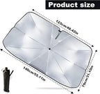 Car Windshield Sun Shade Umbrella, Reflective Sunshade for Front Window Blocks UV Rays Heat Keep Vehicle Cool, Foldable Shade Front Windshield Car Accessories Interior (55x31 Inches)