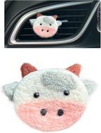 Cow Car Decor,Cute Air Vent Clip Car Air Freshener,Handmade Wool Felt Essential Oil Diffuser,Girly Cartoon Highland Cattle Decoration Accessories for Women