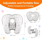 KAKIBLIN Baby Neck Pillow for Head, 2 in 1 Travel Pillow Baby Car Seat Head Support Banana Neck Pillows for Infants Small Boys and Girls,Support for Stroller, Grey Cross