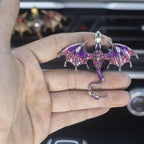 2 Pcs Bling Dragon Car Air Freshener Vent Clips, Crystal Rhinestone and Enamel Dragon Air Vent Clips Car Diffuser Cute Car Interior Decoration Accessories for Women Gift (Green Purple)
