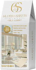 Glass Cleaner by Mila Garro – Streak-Free Enzyme Formula – 30 Water Dissolvable Sheets (Makes 3.75 Gallons) – Window & Mirror Cleaning – Free 2 Microfiber Cloths