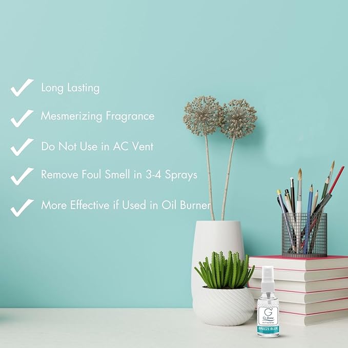 G's Breeze Blue Air Freshener - Ocean Inspired Refreshing Scent, Long-Lasting Aroma, Calming Atmosphere - Notes of Sea Air, Soft Citrus & Florals - Instant Fresh Energy - Ideal for Home, Car & Office
