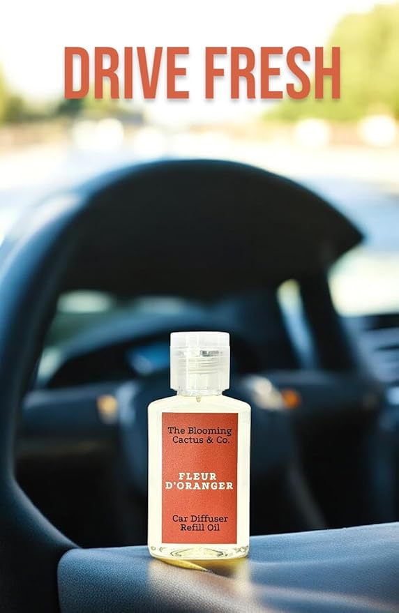 1 OZ Premium Car Diffuser Refill Oil – 2 Pack Long Lasting Fragrance Oil for Car, Home & Office | Compatible with Most Diffusers | Fresh, Pleasant Scent for Every Space (Black Ice + Fleur D'Oranger)