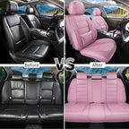 Car Seat Covers Full Set Fit for Buick Century 1997-2005, Premium Faux Leather Waterproof Car Seat Protectors with Lumbar Support, Breathable Anti-Slip Easy to Install(Pink,Full Set)