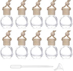 Car Aromatherapy Essential Oil Diffuser Bottle,10 Pack Car Air Freshener Bottle Empty Hanging Perfume Bottle Fragrance Decor Accessories Auto Window Ornament (round)