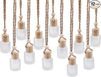 12 Pcs Car Hanging Air Freshener Perfume Bottle Empty Glass Bottle Pendant Aromatherapy Essential Oil Diffuser Bottle Car Hanging Ornaments Decor