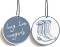 Blue Cowgirls Car Air Freshener Blue Cute Cowgirls Boots Car Accessories Interior Hanging 2Pcs, Long Live Girly Rear View Mirror Decor Preppy Retro Car Accessories for Women Girls(Black I)