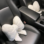LYFJMUS 4 Pack Plush Bow Car Headrest Pillow and Lumbar Support Pillow Soft Butterfly Car Neck Pillows for Driving Cars Decor (Black)