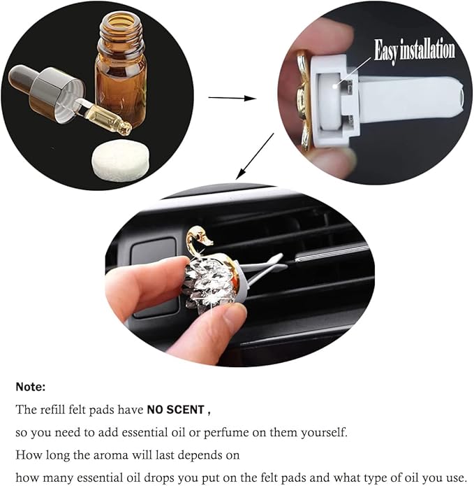 Car Air Vent Clip Replacement Pads, Car Diffuser Vent Clips Diffuser Bracelet Necklace Pendant Locket, Unscented Refill Tablets for Car Air Freshener Clips (50Pcs White)