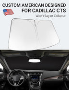 Proadsy 2026 Upgrade Windshield Sun Shade Custom Fit 2014-2019 CTS Foldable Front Sunshade Protector Sun Visor Blocks UV Rays Keep Car Cooler